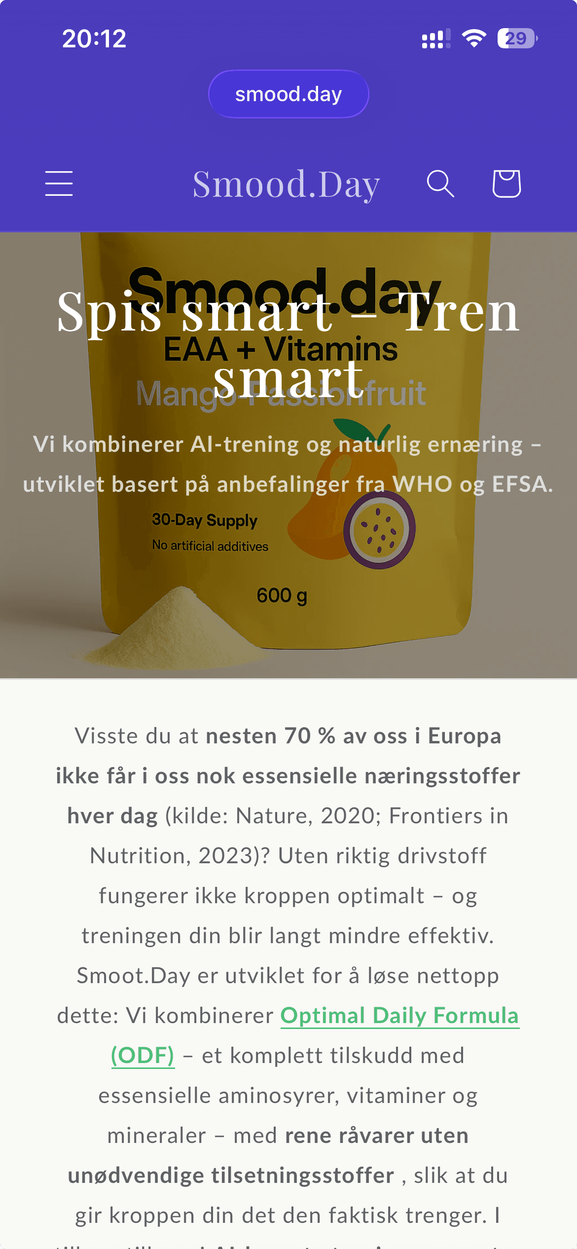 Smood.day – mobilvisning